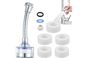 PEIDOG 360 ° Rotating Bathroom Faucet Filter with 5 Filter Cartridges,Sink Faucet Filter with Extension Tube for Kitchen and Bathroom,Water Purifier Removes Chlorine Fluoride Heavy Metals Hard Water