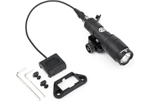 QIRUIMY M300A Lampe de poche tactique avec interrupteur de coussin de pression, lampe de reconnaissance de 600 lumens pour le système ferroviaire M-lok Keymod 20 mm Picatinny (Noir)