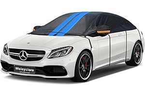 Weleyclore Half Top Car Cover Waterproof All Weather, Universal Outdoor Car Roof Cover for Ice and Snow, Side/Rear Window Frost Protection, Saloon/Coupe 3XL (Up To 530 cm)