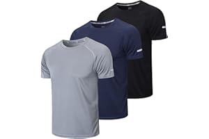 Gaiatiger 3 Pack Mens T-Shirts Dry-Fit Short Sleeve T-Shirts Moisture Wicking Active Athletic Running Tops Men Work Shirts