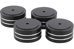 QOTSTEOS 4 patas de altavoz de aluminio de 40 x 20 mm, pies de absorción de alta fidelidad, discos de aluminio amortiguadores, accesorios para soportes de aislamiento de altavoces, reproductores de DVD, etc.