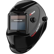 Casco Da Saldatura Automatico HXZVOGEN - Ampia Visibilità, Oscuramento DIN 4-9/9-13, Sensori Solari, Leggero E Comodo