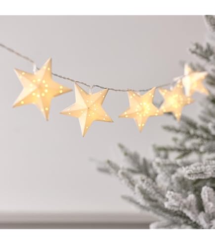 Lights4fun Set van 2 Kerst Binnen Verlichte Ster Raamdecoraties met 120 Warm Witte LED's Batterij Aangedreven Timer
