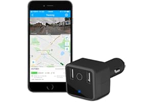 GLOZNNST Antifurto Localizzatore GPS per Auto, Caricatore USB Auto con GPS, Allarme di ACC Acceso/Scollegare/Velocità Eccessiva, Monitoraggio Vocale, Pulsante SOS, Geofence HVT001 - Lncoon APP & Web