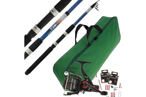 DNA LEISURE Coarse Fishing Travel Rod Set 2.4m with 1BB Reel 8bls Line Tackle & Carryall Bag