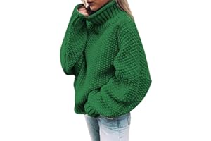 Iuyhau Womens Turtleneck Oversized Sweaters 2023 Fall Winter Warm Cozy Batwing Long Sleeve Pullover Plus Size Loose Thick Chunky Casual Vintage Knit Jumper Tops