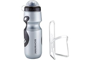 Schwinn Bike Bottle Holder with Water Bottle, BPA Free Squeeze Sport Bottle and Durable Cage, Easy to Mount Cycling Acessory