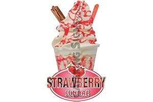 SOLO SIGNS UK Strawberry Sundae Whippy Ice Cream Sticker - 18cm die cut vinyl decal