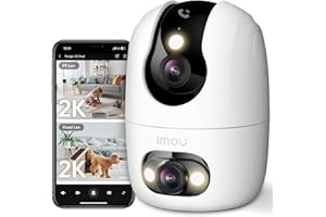 Imou 3K(3MP+3MP) Caméra Surveillance WiFi Intérieur Double Objectif, WiFi 2,4G/5GHz, Vision Nocturne Couleur, Détection de Personnes/Animaux, Suivi Automatique, Compatible Alexa pour Bébé/Chien/Maison