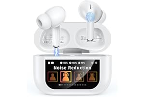 Szwdo Bluetooth Earbuds,Wireless Earphones with Smart Touchscreen Case,ENC Noise Cancelling Mic,Big Bass Stereo Sound,48 Hours Playtime,Lightweight in-Ear Earphone,IPX7, AI for iPhone,Android,White