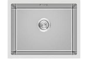 Küche Spülbecken 60 * 45 * 19cm ab 70er Unterschrank,KEOKBON Groß Handgefertigte Einbau Küchenspüle oder Unterbau 304 Edelstahl, 1 Becken Waschbecken Küche mit Ablaufschlauch und Überlaufgarnitur