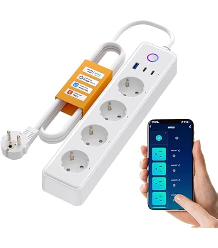 TELLUR Smart WiFi meervoudige stekkerdoos, intelligente stekkerdoos, app voor telefoon, compatibel met Alexa en Google, Alexa wifi-stekkerdoos met 3 stopcontacten, 1 x PD30W, 1 x USB QC18W 2x USB 2,4
