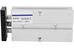 Belissy Doppelstangen Doppelwellenzylinder, Aluminiumlegierung TN10X30-S 0.1-0.9MPa Pneumatischer Doppeltwirkender Zylinder Luftzylinder
