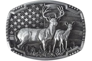 Longcreek Deer Belt Buckle for Men, Patriotic American flag Deer Belt Buckle, Elk Deer Belt Buckle, Norse Viking Deer Head Belt Buckle, Punk Deer Belt Buckle, Western Cowboy Belt Buckle