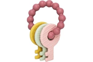 CLDY Anneau dentition bebe, pour garçons et filles dentition jouet, colliers à mâcher, durables et solides jouet dentition, accessoires d'allaitement sans BPA pour bébés de 3 mois et plus (Rose)