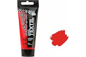 Krevo Art Colori per tessuti, lavabili in lavatrice, colore rosso, acrilico, base ad acqua, tubetto da 60 ml, colore per tessuti, lavabile in lavatrice, per il fissaggio, coprente per tessuti chiari e