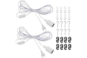 ‎BOUGPENG BouGPeng 2 Stück E27 Lampenfassung mit kabel 6M und Schalter AC 250V 4A(max.60W) E27 Lampe Fassung mit EU Stecker und Haken Schrauben zum einfachen Aufhängen Steckdosenadapter Weiß