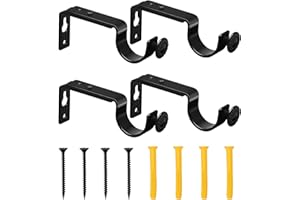 Diffaxy 4 Vorhang Halterung, verstellbar, Metall, mit robusten, langlebigen Eisenschrauben, Winkel Regalhalterung, für Vorhangstange Halterung, geeignet für Schlafzimmer, Büro und Badezimmer