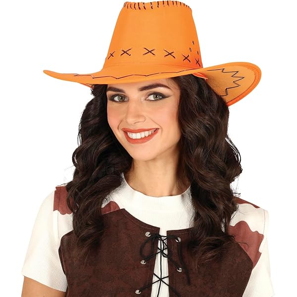LYCN Set Da 6 Cappelli Da Cowboy Con Bandana – Feltro Marrone A Tesa Larga, Regolabile – Per Feste A Tema E Cosplay