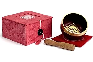 SH SHAKRA HEALTH Chakra Singing Bowls with Wooden Striker & Cushion Gift Box Set | Lift Vibration & Frequency; Sound Therapy; Holistic Healing, Meditation & Relaxation Mindfulness Mantra (Root)