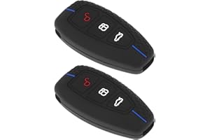 Be In Your Mind 2 szt. 3 przyciski etui na kluczyki samochodowe zamiennik kompatybilny z Ford Focus MK2 / MK3 / MK4 silikonowy pokrowiec na kluczyki czarny z niebieskim paskiem