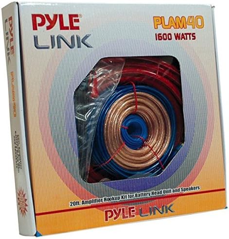 PylePLAM40 20ft 4 Gauge 1600W Amplifier Hookup for Battery Head Unit and Speakers Installation Kit
