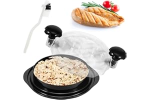 OROMYO Tritatutto per pollo, 25 x 25 x 8,5 cm, in polipropilene, con spazzola e coperchio trasparente, lavabile in lavastoviglie, per pollo, pork, manzo (nero)