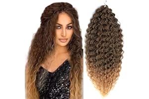 PORSMEER 3 Packs 22 Zoll Water Wave Twist Crochet Hair für Butterfly Locs Crochet Braids Bohemian Hair Extensions Pre-Looped Synthetic Hair Extensions für Frauen,ombre braun