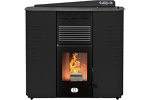‎STUFE A PELLET ITALIA STUFE A PELLET ITALIA Marmolada 14 KW Kanalisiert | Pelletöfen Effizienz 92% Heizt 130m² Autonomie 19 Std Programmierbar 5 Geschwindigkeiten und Kräfte Kompaktes Design 24 M Garantie Schwarz