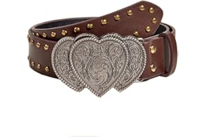 KBRPEY Cintura Donna, Cintura Regolabile In Pelle Pu, Cintura Con Fibbia a Forma Di Cuore Cintura In Pelle Con Borchie Cowgirl Cowboy Per Donna Per Abiti, Gonne e Jeans