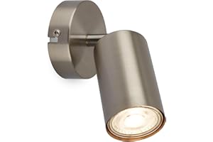 BRILONER - Adjustable Wall Light, GU10 Socket, max 9W, Wall lamp, Bedside Lights, Living Room, Hallway, Bedroom Wall Light, LED Spot Light, 8x15.5cm, Grey Silver