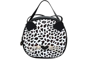 GALPADA Mini torba na ramię w panterkę, torebka na ramię, słodka torba z kotami, okrągła przegroda na monety dla dzieci, kobiet, nastolatków, dziewcząt