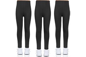 KOOOGEAR 3 leggings da ragazza a vita alta, leggings sportivi per bambini, lunghi e morbidi, elastici, per danza, yoga, tutti i giorni