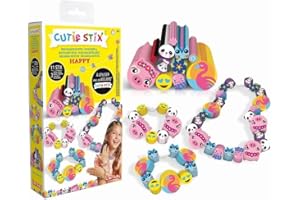 Lansay - CUTIE STIX - zestaw uzupełniający Happy - kreatywny zestaw biżuterii dla dzieci od 6 lat - kolorowe perły i wisiorki - bransoletki i łańcuszki DIY - wspomaga motorykę motoryczną - zabawka dla
