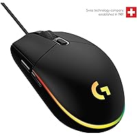 Logitech G102 Light Sync Gaming Mouse with Customizable RGB Lighting, 6 Programmable Buttons, Gaming Grade Sensor, 8 k dpi Tracking,16.8mn Color, Light Weight (Black)