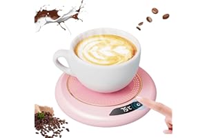DELAMIYA Scaldacaffè elettrico, con 3 impostazioni di temperatura, per tè, caffè, latte in ufficio e a casa (rosa)