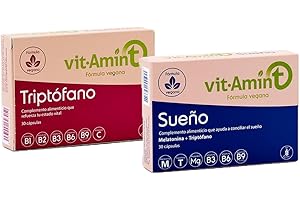 Recuperat-ion - Complemento Alimenticio Vegano Vitamin-T Sueño y Triptófano, Anti Jet-lag, Equilibra Día y Descanso Natural sin Adicciones, Para Ansiedad, Estrés, Pack de Triptófano y Sueño