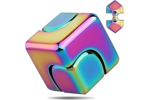 HOUKIG Fidget Cube, Spinner for Adults, Gadgets Desk Office Toys, Sensory Leisure Stress Relief Tabletop Toy - Gift for Kids/Girls/Teens and Men - Rainbow