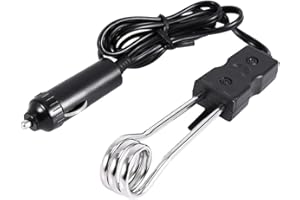 HUAIRDUM Immersion radiateur, mini voiture électrique portable 12V / 24V eau bouillie radiateur à immersion voyageant Camping pique-nique Nouveau (12V)