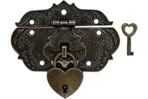 KEMUZ Candado Mini Metálico Antiguo - Cerraduras Antiguas de Hierro Fundido, Ideal para Joyeros, Cajas de Madera, Baúles y Muebles, Diseño Vintage Elegante (1 Unidad)​