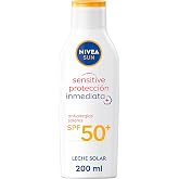 NIVEA SUN Sensitive Instant Protection Anti-Allergies Sun Milk SPF 50+ (1 x 200 ml), Non-greasy Sunscreen for Sensitive Skin,
