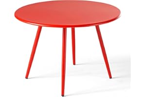 Oviala Table Basse de Jardin Ronde en métal Rouge 40 cm - Palavas