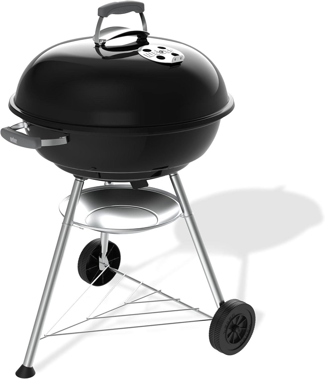 Weber Compact Kettle Charcoal Barbecue (2026 version), 57 cm Cooking Surface, Tripod Stand with Wheels, Heat‑Resistant, Rustproof Design, Chrome‑Plated Three‑Layer Grate, Black (1502061)