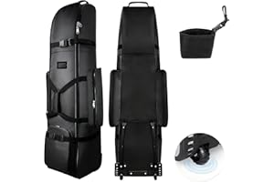 JAOGAUS Golf Travel Bag with Wheels, Thickened Waterproof 900D Oxford Cloth Golf Flight Case with Golf Club Ball Cleaning Bag