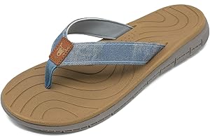 KuaiLu Flip Flops for Women Leather Arch Support Ladies Summer Holiday Beach Sandals Non Slip Soft EVA Sole Pool Shower Thongs