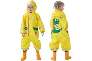 Hovkib Combinaison de Pluie pour Enfants Garçons Filles Imperméable Vêtements Mignon Dessin Animé Vestes Poncho de Pluie Respirante Rain Pantalon 1-10 Ans