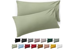 ‎BLUMTAL Blumtal Kissenbezug 40 x 80 cm - 2er Set Kissenbezüge, Hellgrün, Kopfkissenbezug aus weichem Mikrofaser - waschbare Kissenhülle, Oeko-TEX Zertifiziert - für Kissen 40x80 cm