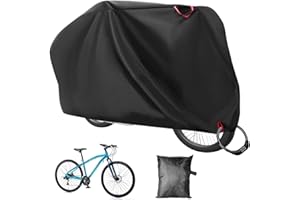 RUBESSIA Housse Vélo Extérieur Protection, Bâche Oxford 210D Epais Noir Avec Trou de Verrouillage & Sac de Rangement, Pour VTT et Vélo de Route, 200x110x70CM