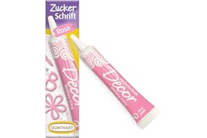 ‎GÜNTHART Günthart BackDecor 25 gr Zuckerschrift PINK für jegliche Süßspeisen in rosa Farbe aus Zucker für schöne Schriftzüge und Muster, 1er Pack (25 gr)