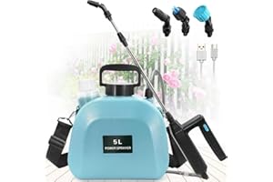 BLITZ CLEAN Battery Garden Sprayer 5L - Upgraded Durable Electric With 3 Nozzles, USB Rechargeable Handle, Retractable Wand - Fertiliser, Weed & Water Sprayer - Adjustable Shoulder Strap